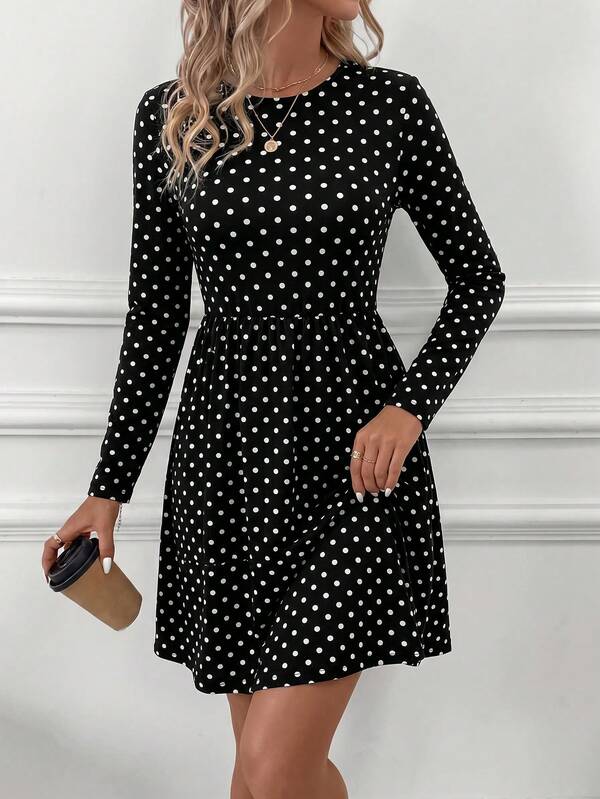 SHEIN Clasi Women's Casual Commute Polka Dot Print Dress
