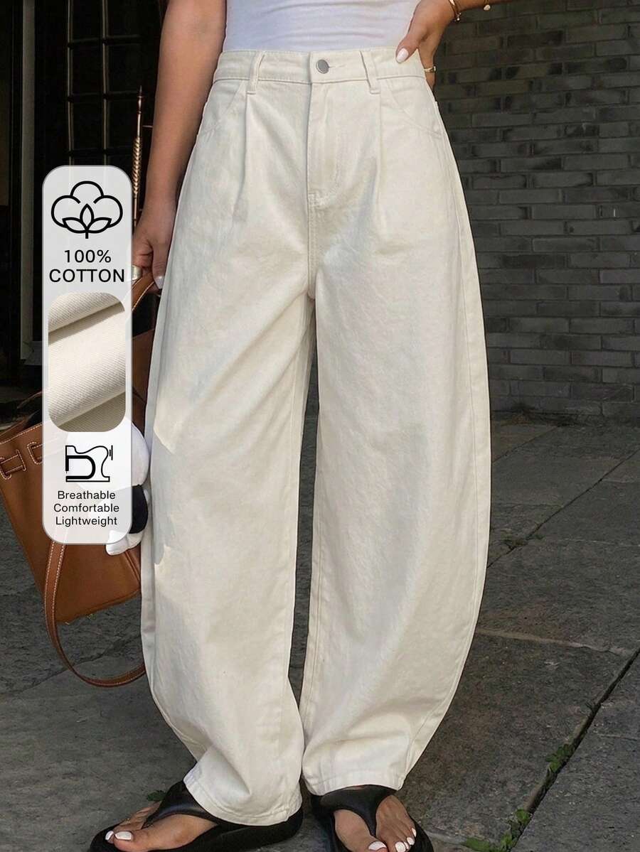 DAZY Solid Color Loose Carrot Pants With Pockets, Casual Long Pants For Women, Spring And Summer - Apricot - View 1