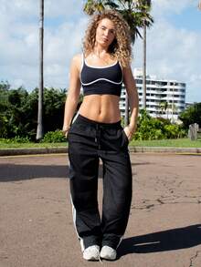 Anna Vacay Women's Fashionable Sports Pants, Suitable For Fall Black - Black - View 1