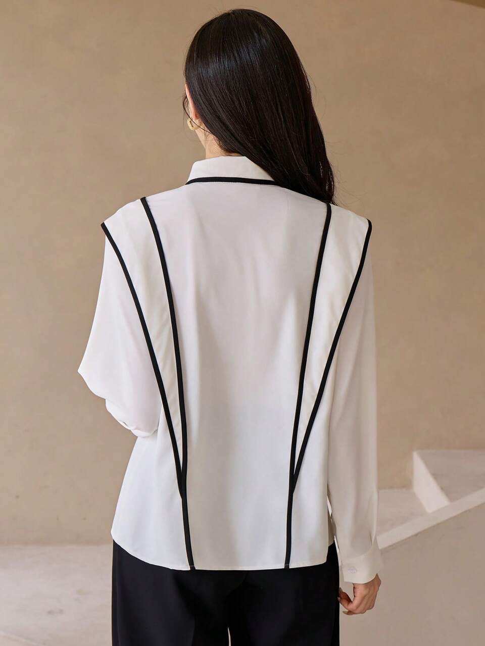 Contrast Binding Button Front Shirt