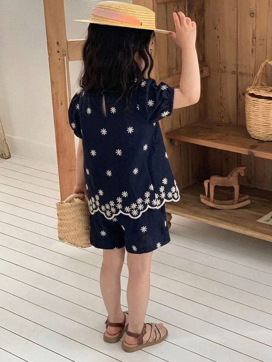 DAZY 女嬰無袖上衣與寬鬆休閒長褲2件套 夏季幼兒 - 藍色 - 查看 1