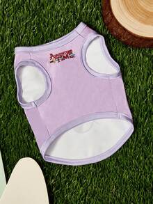 ADVENTURE TIME X PETSIN 1pc 1 Cute Style Smile Face And Five Pointed Star Pattern Pet Vest, Soft, Comfortable, Breathable And Anti Hair Pet Clothing - Purple - View 9