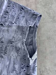 CalleClaro 男士夏季時尚破洞背心 - 藍色 - 查看 8