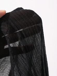 Dazy Plus Round Neck Contrast Color Letter Print Pattern Sleeve Patchwork Chiffon Hem Casual Versatile Black T-Shirt For Girls - Black - View 6