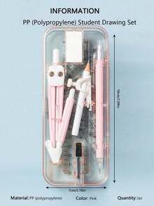 9 Pieces/Set Of School Supplies Including A Compass, Ruler, And Mathematical Drawing Tools, Suitable For Students. - Multicolor - View 19
