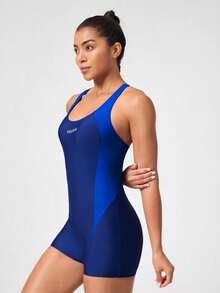 Swim Nautrix Women's Sleeveless Solid Color Backless Beach Swimwear Rashguard, Summer Holiday Sports Surfing Suit - Blue - View 5