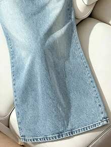 Resyla Women's Summer Fashion Casual Washed Bandeau Denim Dress - Multicolor - View 3