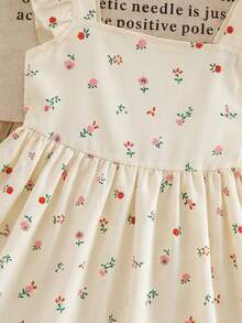 SHEIN LMoss Kids 少女黃色碎花印花度假風可愛度假洋裝，黃色蝴蝶結夏季可愛度假生日洋裝 - 黃色 - 查看 8