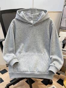SHEIN Teen Boys Casual Loose Comfortable Versatile Solid Color All-Match Sweatshirt - Grey - View 1