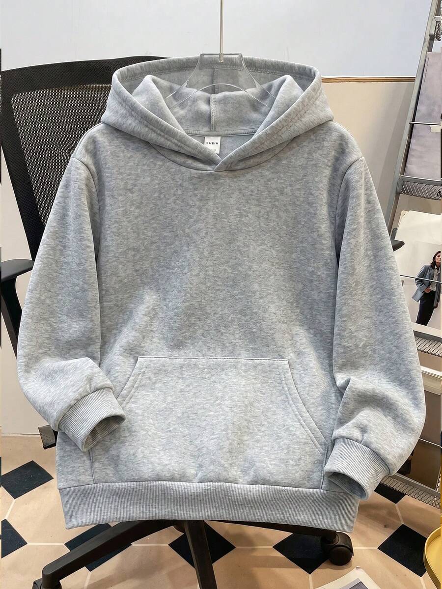 SHEIN Teen Boys Casual Loose Comfortable Versatile Solid Color All-Match Sweatshirt - Grey - View 1