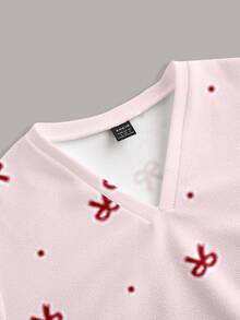 PopScrub Seragam Scrub Wanita Motif Polkadot dan Pita, Atasan, Rumah Sakit Hewan Peliharaan - MultiWarna - View 3