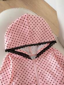 SHEIN 女童波點印花長袖拉鍊連帽運動衫 - 彩色 - 查看 8