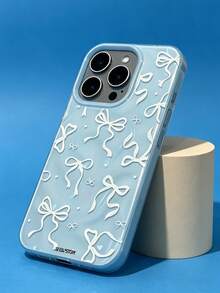 ShellaStory Y2K Cute Bows Pleated Pattern Phone Case Compatible With IPhone 17 Pro Max 17 Pro 17 Pro 16 14 13 15 Pro Max 14 15 16 Plus 14 15 13 16 17 Shockproof Protective Cover - Blue - View 1