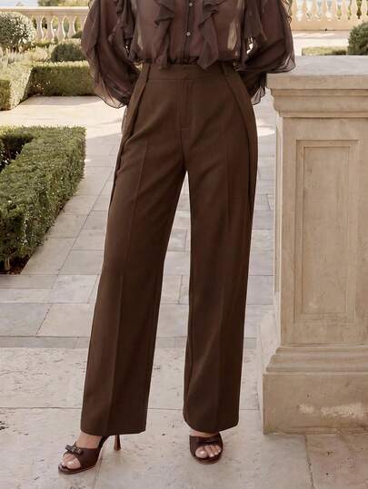 Anewsta Ensemble de pantalon droit élégant et à la mode à taille haute, tenues de vacances/Nouvel An pour femmes, printemps/été