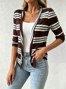 EMERY ROSE Women's Summer Casual Striped Print Jacket - Multicolor - View 5