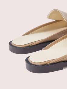 CUCCOO DOLLMOD 女款 Penny 飾帶分趾 Tabi 平底優雅卡其色一腳蹬樂福鞋穆勒平底鞋 - 卡其色1 - 查看 4