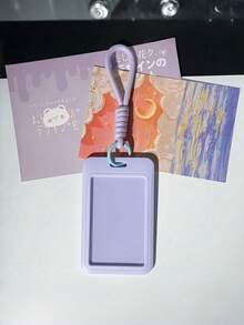 Cute Photocard Holder Keychain For Music Fans, Clear PVC Trading Card Sleeve Protector With Ring, ID Credit Badge Name Card Case For Backpack Purse Travel - Card Holder + Lanyard - View 5