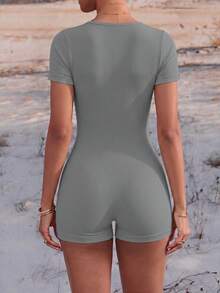 Slayform Slayform Mono deportivo de yoga sin costuras con acanalado y alta elasticidad - Gris Claro - Ver 2