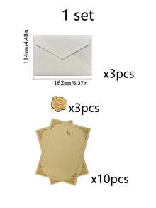 Linen-Textured Envelope And Stationery Set, Vintage-Style Letters, Invitations, Postcards, Wax Seal Envelopes, Writing Papers, Exquisite Gifts, For Writing To Loved Ones, Multiple Colors Available - Multicolor - View 12