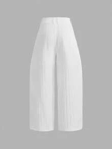 SWAVVY Pantalones casuales versátiles de unicolor con pierna curva para hombre - Blanco - Ver 5