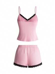 Mean Girls | ROMWE Women's Hot Girl Cami Top & Shorts Pajama Set 4-Piece - Multicolor - View 16