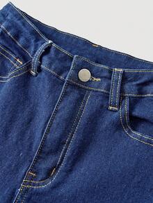 SHEIN Girlism Teen Girl Flare Jeans Suitable For Summer Daily Casual Wear - Medium Wash - View 3