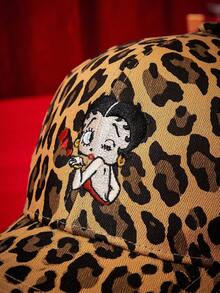 Betty Boop X Joivida 女款豹紋棒球帽，時尚百搭，適合日常穿著 - 深色 - 查看 4