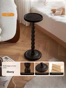 One Modern‑Style Round Wooden Side Table, Tea Table, Small Wooden End Table, Multi‑Functional Base. Suitable For Living Rooms, Beside Sofas, Bedrooms, Plant Stands And Home‑Decor Furniture; Applicable For Living Rooms, Bedrooms And Bedside Areas - Multicolor - View 5