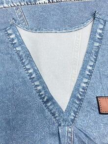 EMERY ROSE New Arrival Bestselling Denim Effect Print Regular Fit Women Top - Blue - View 3