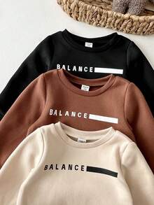 LMoss Kids Baby Boy Letter Pattern Knit Soft Crew Neck Long Sleeve Pullover Sweatshirt Elastic Waist Long Autumn Pants 6pcs -Piece Set - Multicolor - View 3