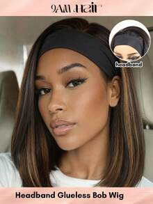 Bob Straight Headband Wig Glueless 1B/30 Ombre Color Headband Wigs For Women Put On And Go Beginner Friendly Wear And Go For Daily Use - SNATURAL/30 - View 1