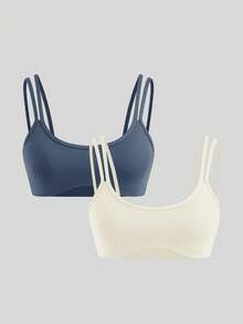 SHEIN Cheerettes 女款純色日常健身舒適運動內衣 - 彩色 - 查看 14