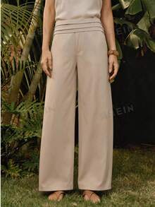 Aveloria Modichic Elegant Modest Fresh French Vintage Commuter Chic Casual Slim Fit Flattering Regular Long Pants Teachers' Day Brunch Office Beige Autumn - Grey - View 8