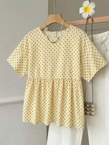 SHEIN EZwear 女款休閒極簡日常百搭聚會機場 Y2K 波點上衣，夏季外出穿搭 - 彩色 - 查看 5