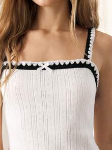 Ocili Lowkey Lull 100% Baumwolle Bequemer Minimalistischer Dichte Kante Lässig Weich Chic 2-teiliges Set Minimalistischer Neutraler Damen Pyjama Loungewear Set - Weiss - Übersicht 4