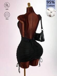 Amplova Sexy Women's Mini Dress Low Cut Backless Nightclub Party Club Night Out Street Style Black Summer - Black - View 1