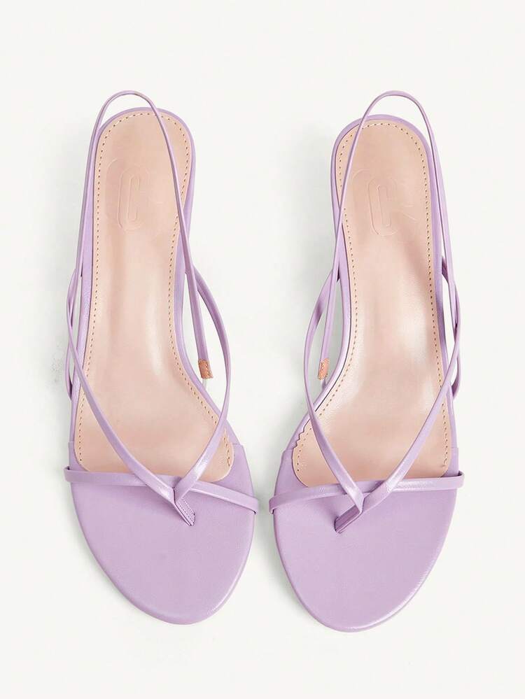 CUCCOO CHICEST Women Shoes Comfortable Mezzo Toes Round Toe Thin Heel High Heel Sandals Simple Commuter Dating Versatile Vacation  Kitten Heels - Light purple - View 2