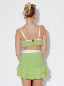 Pimkie Edition Women's Top, Ruffle Detail, Sleeveless, Regular Fit, Summer Outfit - Army Green - View 2