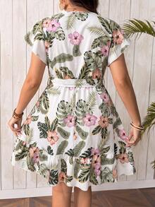 SHEIN Clasi 大码热带印花休闲度假连衣裙 - 彩色 - 查看 2
