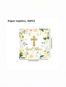 Floral Baby Shower Disposable Tableware & Paper Napkins Set, Newborn Welcome Baptism Party Decor Supplies - multicolor - View 9