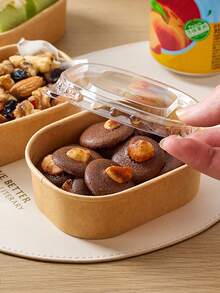 20pcs Disposable Snacks & Nuts Packaging Box, Kraft Paper Packing Box With PET Cover, Sturdy And, Restaurant Dedicated Packing Box, Student And Adult Lunch Box, Fruit Platter Packaging Box, Outdoor Picnic Packing Box - Multicolor - View 7