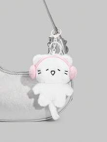 ROMWE Kawaii 1個可愛貓咪音樂耳機包掛飾，生日節日禮物，節慶學校畢業背包裝飾吊飾 - 白色1 - 查看 8