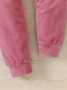 SHEIN Elladie kids 女童連帽外套套裝，休閒可愛復古 Y2K 風格，連帽衫，適合秋季返校、戶外、運動、日常穿著，舒適保暖套裝 - 粉色 - 查看 9