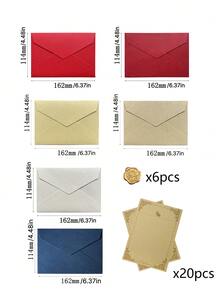 Linen-Textured Envelope And Stationery Set, Vintage-Style Letters, Invitations, Postcards, Wax Seal Envelopes, Writing Papers, Exquisite Gifts, For Writing To Loved Ones, Multiple Colors Available - Multicolor - View 16
