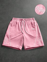 PAVTROS Pantalones cortos casuales para hombre con cintura con cordón, bolsillos y bordados para uso diario