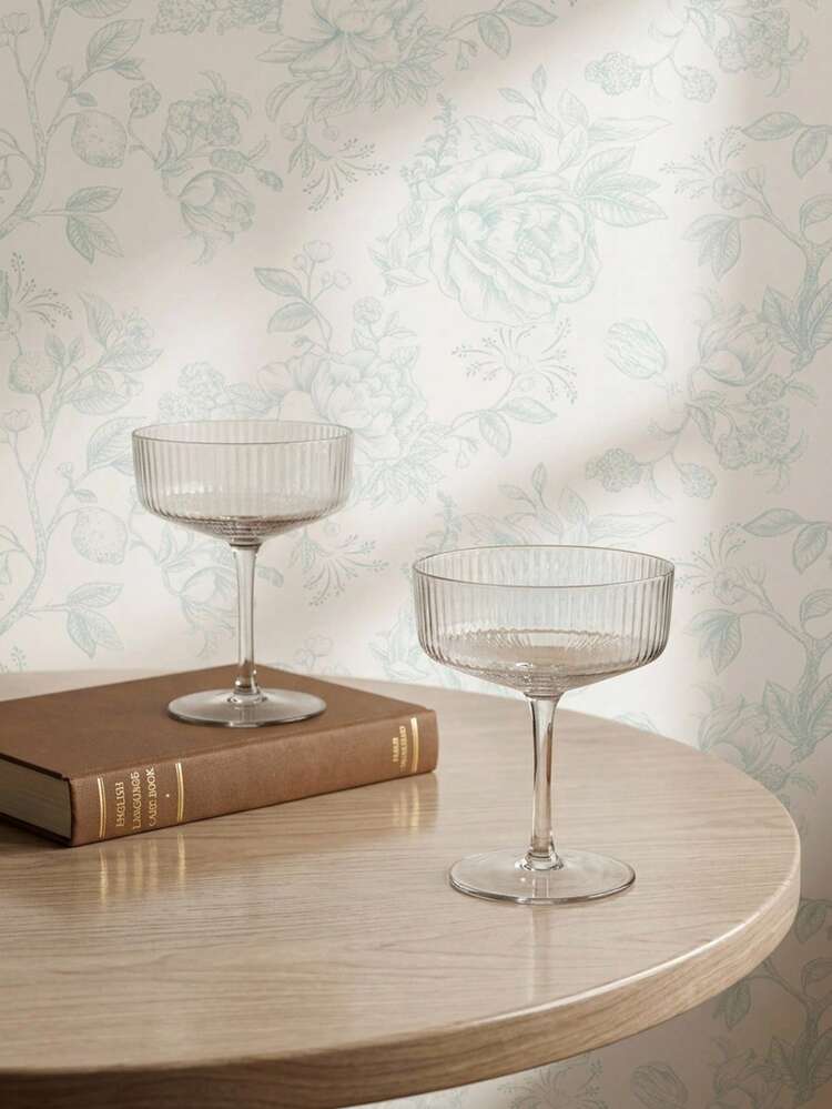 Cirelle 1PC Striped High Foot Glass Dessert Cup Ice Cream Cup, Transparent Glass, Striped, High Legged, Suitable For Desserts And Drinks,170/250ml - Clear - View 2