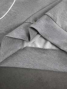 SLATEMANN Men's Letter Print Pullover Sweatshirt & Sweatpants Set - Grey - View 6