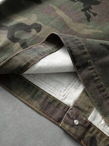ROMWE MEN 時尚百搭迷彩休閒舒適男士上衣 - 軍綠色 - 查看 7
