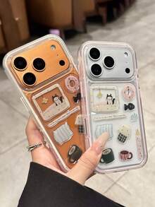 1PC DIY Cute Fun Illustrative Phone Case Sticker Transparent Back Sticker Adorable Cartoon Decal For Mobile Phone Laptop Notebook Waterproof Self Adhesive Home Office Decor Gift - Kitten Stickers - View 2