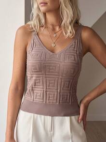 Sprig & Strand Top tejido de tirantes unicolor - Marrón Mocha - Ver 3